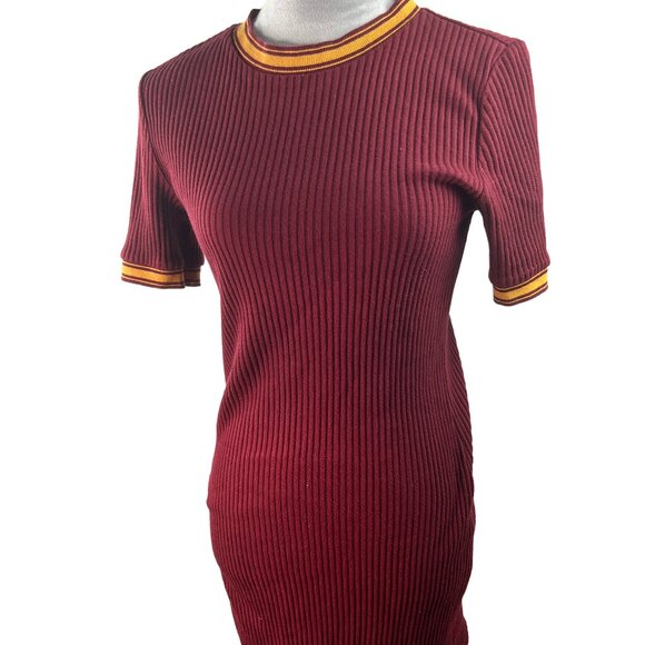 American Apparel Maroon Thick Ribbed Crew Neck Maroon Dress Medium - Picture 1 of 13